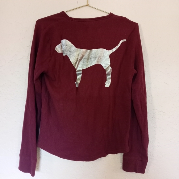 VS PINK Long Sleeve Sleepwear Tee Dog Graphics Size L - Picture 5 of 6